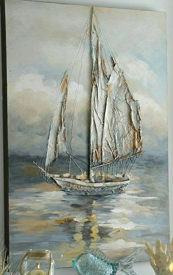 Scenic Acrylic Paintings, Relief Art Paintings, Boat Painting Abstract, Christmas Paintings On Canvas, Canvas For Beginners, Texture Painting On Canvas, Canvas Painting Ideas, Soyut Sanat Tabloları, Boat Art