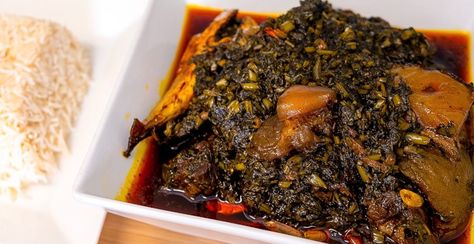 Liberian Potatoes Green Afang Soup, Methi Chicken, Nigeria Food, African Dishes, West African Food, Nigerian Recipes, Leaf Vegetable, Haitian Food Recipes, African Recipes