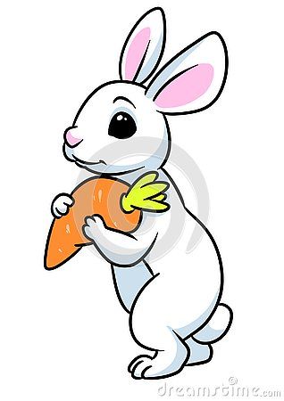 White rabbit funny cute carrot animal character illustration isolated image Animal Character Illustration, Carrot Drawing, Cute Carrot, Animal Character, White Rabbits, Rock Painting Art, White Rabbit, Rodents, Unique Ideas