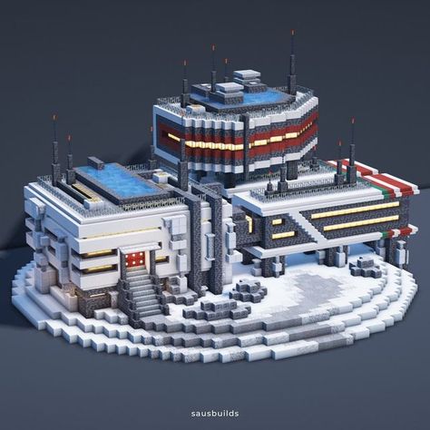 Saus on Instagram: "Winter Observation Base ❄️ =•=•=•=•=•=•=•=•=•=•=•=•=•=•=•=•= Follow me for regularly-posted and original content @sausbuilds DM for reposts & provide credit Shaders: BSL =•=•=•=•=•=•=•=•=•=•=•=•=•=•=•=•= #minecraft #minecraftdesign #minecraftart #pixelart #voxelart #pcart #microsoft #computergames #minecraft2022 #minecraftjava #minecrafthome #minecrafthouse #bedrock #minecraftgaming #architecture #home #mojang #medieval #medievalhouse #fanatasyart #minecraftbuilds #min Modern Base Minecraft, Minecraft Space Building Ideas, Minecraft Planet Build, Minecraft Architecture Ideas, Space Building, Minecraft Space Station Ideas, Minecraft Space Base, Minecraft Rocketship, Science Lab Minecraft