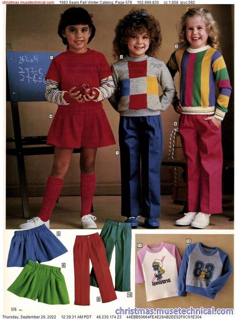 1983 Sears Fall Winter Catalog, Page 576 - Catalogs & Wishbooks Slytherin Squad, 1980s Clothes, 80s Fashion Kids, 1980s Outfits, Catalog Fashion, 80s Clothes, Kids Catalogs, 1980s Kids, Vintage Girls Clothes