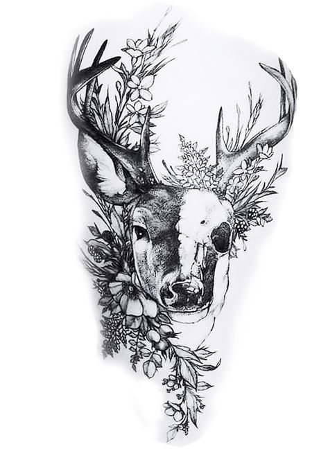 Womens Deer Tattoo, Deer Tattoo With Flowers, Feminine Hunting Tattoos, Antler Collar Bone Tattoo, Floral Horseshoe Tattoo, Hunting Tattoos For Women, Western Forearm Tattoo Women, Wildlife Tattoo Women, Tattoo Ideas Deer