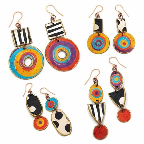 Polymer Clay Inspiration - Nunn Design Torch Fired Enamel Jewelry, Ceramic Bead Jewelry, Diy Earrings Polymer Clay, Polymer Clay Jewelry Tutorials, Polymer Earrings, Clay Inspiration, Polymer Clay Jewelry Diy, Hand Painted Jewelry, Clay Jewelry Diy