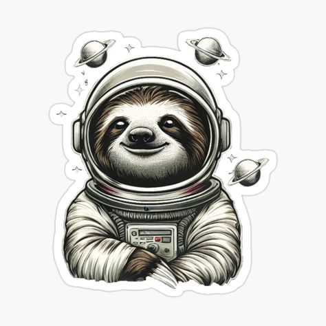 Get my art printed on awesome products. Support me at Redbubble #RBandME: https://www.redbubble.com/i/sticker/Astronaut-Lazy-Sloth-by-DCreativeP/154048291.EJUG5?asc=u Sloth Astronaut, Star Stickers, Sloth, Funny Stickers, Wearable Art, Science Poster, Sticker Design, Stranger Things Fanart, Creative Design