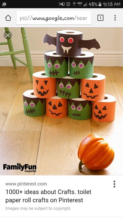 Toilet paper bowling Fun Halloween Party Games, Fall Carnival, Halloween Class Party, Halloween Kindergarten, Halloween Symbols, Harvest Party, Room Mom, Toilet Paper Roll Crafts, Halloween Party Games