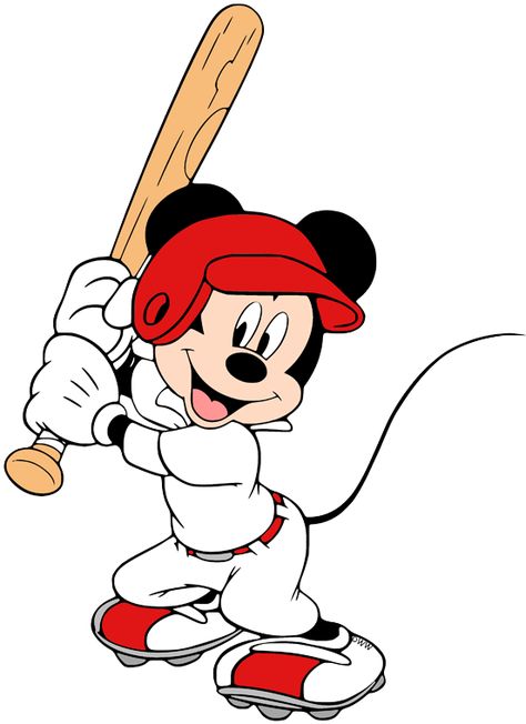 Clip art of Mickey Mouse playing baseball #mickeymouse Mickey Mouse Cartoon Characters, Mickey Mouse Baseball Party, Mickey Shorts Cartoons, Baseball Cartoon Drawing, Mickey Mouse Baseball, Mickey Drawing, Old Mickey Mouse Cartoon, Minnie Mouse Coloring Pages, Mickey Mouse Classroom