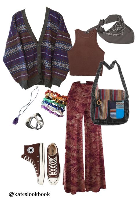 Boho Emo Outfits, Hippie Men Outfit, Boho Fashion Men, Earthy Hippie Outfits, Hippie Outfits For School, Comfy Hippie Outfit, Plus Size Hippie Outfits, 60s Hippie Outfits, Grunge Boho Outfits