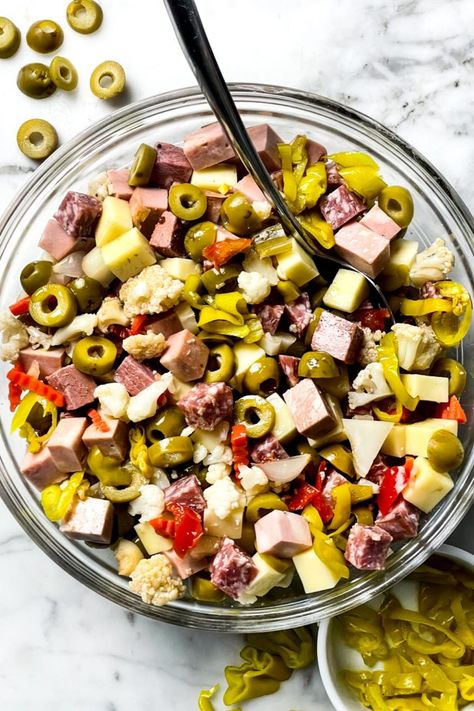 Antipasto Salad Recipes, Italian Antipasto Salad, Antipasto Salad Recipe, Antipasto Pasta Salads, Pickled Cauliflower, Italian Antipasto, Italian Pasta Salad, Gourmet Salad, Antipasto Salad