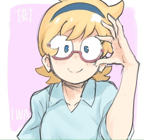 Person Adjusting Glasses, Hands Against Glass Reference, Adjusting Glasses Reference, Characters With Glasses, Lotte Jansson, Glasses Reference, Adjusting Glasses, Studio Trigger, My Little Witch Academia