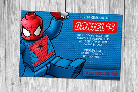 Come to my Birthday Party Wednesday, 28 February 2018  4.00 PM  House C10/9 Lego Spiderman Birthday Party, Superhero Birthday Invitations Free, Lego Birthday Invitations, Lego Birthday Invitation, Spiderman Birthday Invitations, Happy Birthday Invitation Card, Birthday Card Template Free, Superhero Birthday Invitations, Superman Birthday