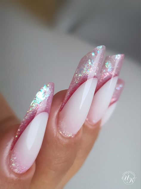 French Glass Nails, Uk Nails, Fantasy Nails, Almond Nails Designs, Glass Nails, Triangle Design, Chic Nails, Best Acrylic Nails, Long Acrylic Nails