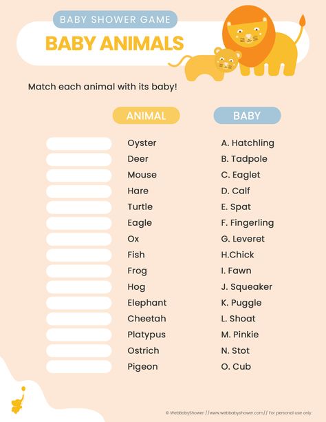 9 Baby Shower Trivia Quiz Games (and 25 Questions) That Your Guests Will Love! Free Baby Shower Games Printables, Online Baby Shower Games, Baby Shower Scramble, Baby Shower Printable Games, Baby Shower Trivia, Baby Shower Quiz, Animal Baby Shower Games, Adorable Baby Animals, Shower Images