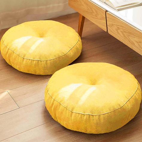 Amazon.com: Gfobip Meditation Floor Pillow Set of 2 Yoga Pillow Large Round Floor Cushions for Living Room Blue Floor Seat Pillows Cushion for Tatami Yoga 16.5 Inch : Home & Kitchen Living Room Yellow, Yellow Floor, Living Room Blue, Room Yellow, Yoga Pillow, Room Blue, Blue Floor, Yellow Living Room, Floor Seating