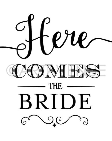 Chic Wedding Sign Printables / Here Comes the Bride / Wedding Downloads, Wedding Signs, Wedding Décor SCBW1 - Etsy UK Bride Template, Here Comes The Bride Sign, Bride Sign, Wedding Icon, Signs Wedding, White Chic, Home Computer, Printable Banner, Diy Signs