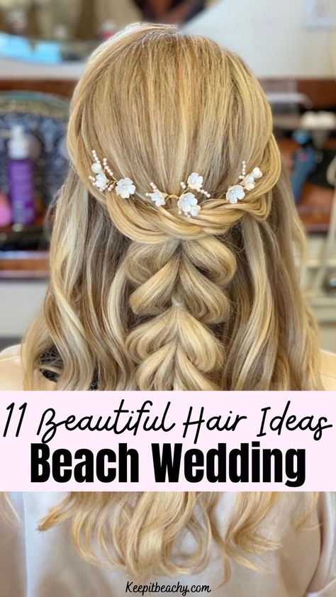 beach hairstyles for long hair Beachy Bridesmaid Hair, Beach Wedding Hair Ideas, Beach Hair Ideas, Beach Wedding Hair Updo, Beachy Wedding Hair, Beach Wedding Hairstyles, Beach Bridesmaid Hair, Beach Bridal Hair, Wavy Beach Hair