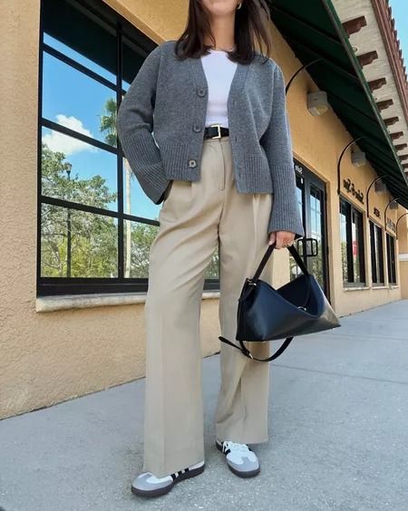 Coleção Fall/Winter de lillyandgrant na LTK Business Cardigan Outfit, Cardigan With Trousers, Cardigan Trousers Outfit, Trousers And Cardigan Outfit, Grey Cardigan Outfit Work, Knit Trousers Outfit, Grey Cardigan Outfit Casual, January Wardrobe, Trousers Fall Outfit