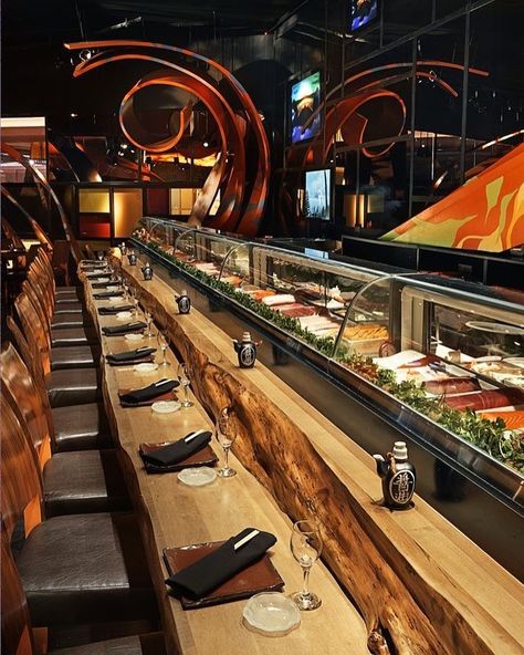 Las Vegas is famous for its incredible nightlife, but it also has many award winning restaurants. We have compiled a list of the 10 Best Restaurants on The Las Vegas Strip. Below you will find restaurants that will fit any price range and offer unique experiences. Sushi Bar Design, Sushi Counter, Japanese Restaurant Interior, Japanese Restaurant Design, Japanese Bar, Visuell Identitet, Café Design, Vegas Restaurants, Bar Interior Design