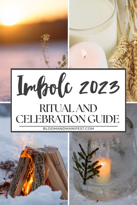 The halfway point between winter solstice (yule) and spring equinox (ostara) is quickly approaching! Imbolc is a beautiful way to celebrate the return of more light and the coming of spring. This ritual guide goes into depth all about imbolc celebrations and rituals you can do. Imbolc Celebration Ideas, Imbolc Date 2024, What Is Imbolc, Imbolc Ritual Ideas, Spring Solstice Rituals, How To Celebrate Imbolc, Imbolc Outfit, Imbolc Altar Ideas, Imbolc Recipes Meals