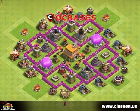 Town Hall 6 - HYBRID Base Map #8 - Clash of Clans | Clasher.us Town Hall 6, John Wick Hd, Clash Of Clans Game, Map Design, Clash Of Clans, Town Hall, Anime Memes, Geek Stuff, Map