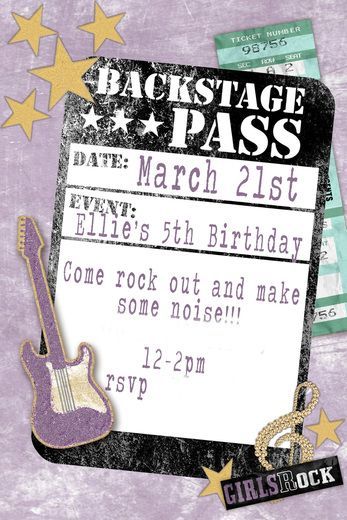 invitation rock star birthday party Rock Star Birthday Party Ideas, Star Birthday Party Ideas, Festa Rock Roll, Rock Star Birthday Party, Rock And Roll Birthday Party, Rock Star Theme, Pop Star Party, Rockstar Party, Music Birthday Party