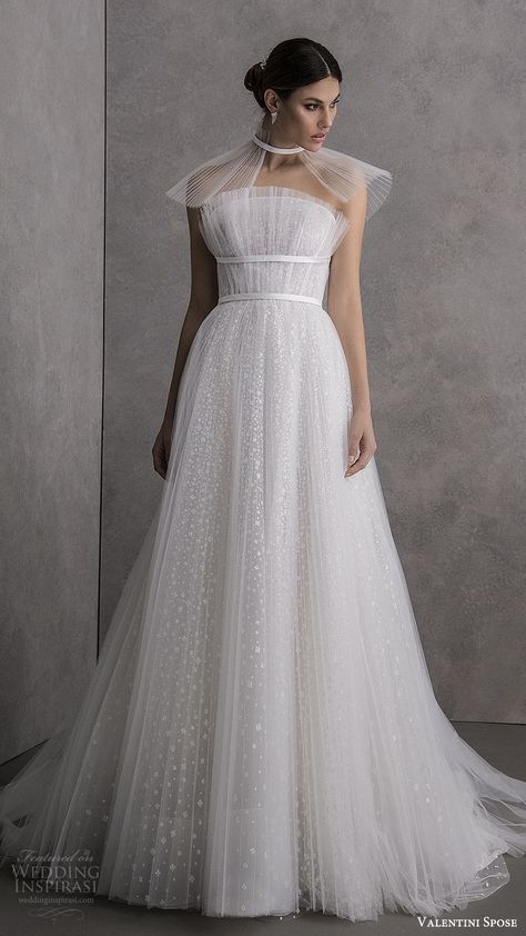 Weddinginspirasi.com featuring - valentini spose spring 2020 bridal strapless straight across crumbcatcher ruched bodice fully embellished a line ball gown wedding dress (11) chapel train sheer capelet modern romantic mv -- Valentini Spose Spring 2020 Wedding Dresses #wedding #weddings #bridal #weddingdress #weddingdresses #bride #fashion ~ Plus Wedding Dresses, Bride Fashion, Minimalist Wedding Dresses, V Neck Wedding Dress, Princess Ball Gowns, فستان سهرة, Wedding Dresses Strapless, Bridal Fashion Week, Jim Morrison