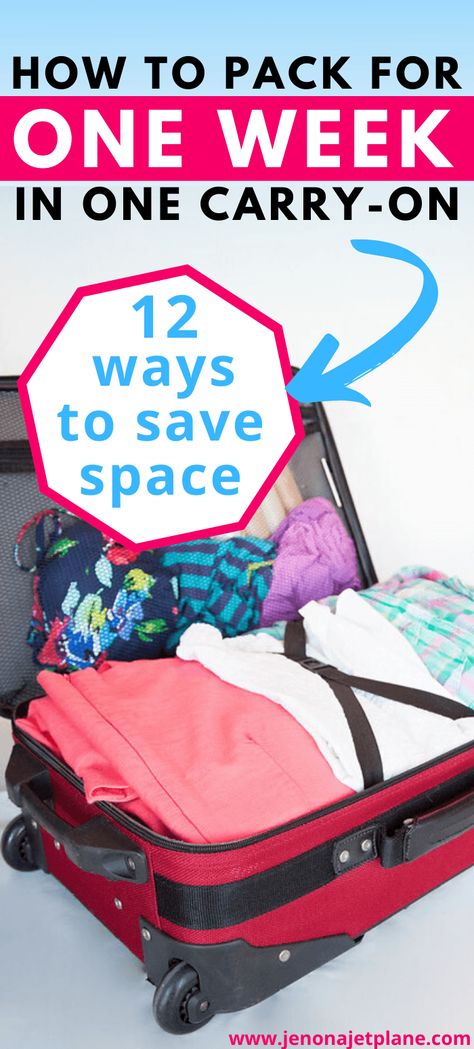 With airlines charging more and more for checked luggage, traveling light is a necessity! Learn how to pack for one week in one carry-on bag so you can save space and keep your travel plans flexible. #traveltips #packingtips How To Pack For Vacation 1 Week Beach, Pack Carry On For One Week, 1 Week In A Carry On, Packing Carryon For A Week, How To Pack For Florida For A Week, Traveling Light Packing, One Week Packing List Carry On Bag, Packing Small Carry On, How Much To Pack For A Week Vacations