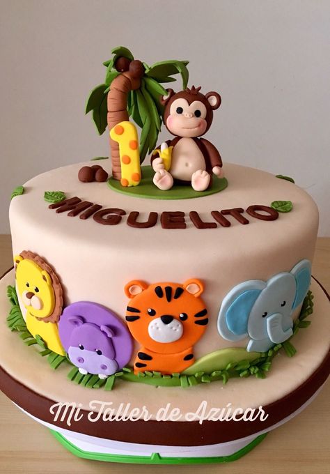 Animal Themed Birthday Party Cake, Jungle Theme First Birthday Cake, Animal Birthday Cakes For Kids, Baby Boy Birthday Cake 2nd, Animal Theme Cakes For Kids, Safari Birthday Cake Boy, Baby Boy 1st Birthday Cake Ideas, Birthday Cake For Baby Boy 2nd, Baby Boy First Birthday Cake Ideas