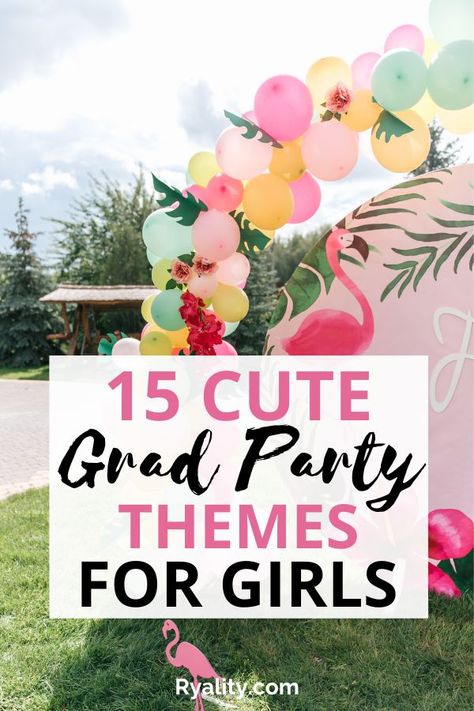 OMG I've been looking everywhere for girls high school graduation themes and this list is so helpful and has so many good ideas High School Graduation Themes, Graduation Party Theme Ideas, Grad Party Themes, College Graduation Party Themes, High School Graduation Party Themes, Graduation Themes, Party Themes For Girls, Girl Graduation Party, Grad Party Theme