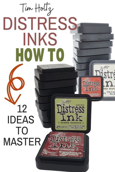 The best Tim Holtz Distress Ink how to guide. Check out these 12 Distress ink techniques you can do in your crafts Distressed Ink Techniques, Using Distress Oxide Inks, How To Use Distress Oxide Ink, Distress Ink Techniques Tutorials, New Card Techniques, Distress Ink Blending Color Combos, Scrapbooking Cards Ideas, Tim Holtz Distress Ink Tutorials, Distress Ink Cards