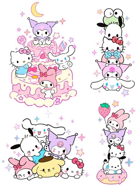 Hello Kitty Printables Stickers, Cute Sanrio Stickers, Cute Sanrio Characters, Kuromi Sticker, Sanrio Stickers, Diy Hello Kitty, Spiderman Gifts, Hello Kitty Colouring Pages, Walpaper Hello Kitty