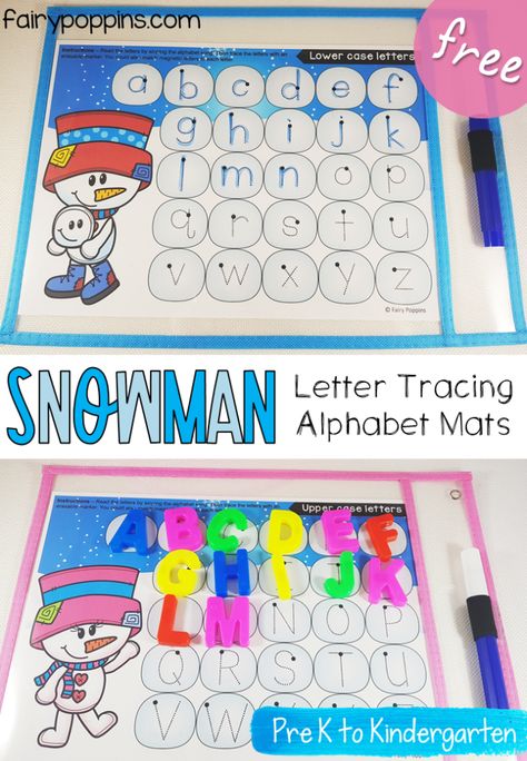 Alphabet Tracing Mats Winter Alphabet Letters Free Printable, Alphabet Centers Kindergarten, Kindergarten Alphabet, Upper Case Letters, Alphabet Centers, Winter Printables, Winter Unit, Preschool Winter, Winter Activities Preschool