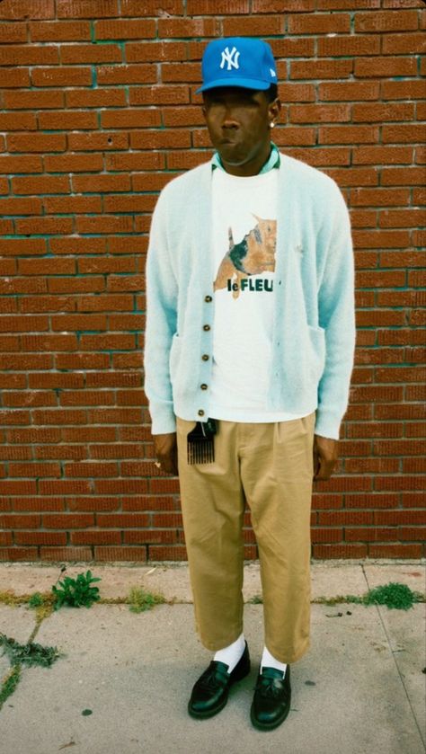 Tyler The Creator Outfits, Fancy Logo, Tyler The Creator Wallpaper, Men Street Fashion, T Baby, Street Style Outfits Men, Street Fashion Men Streetwear, Cardigan Outfits, Stylish Mens Outfits