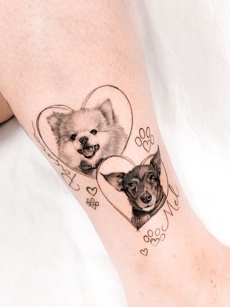 Pet Portrait Tattoos, Dog Portrait Tattoo, Pet Memorial Tattoo, Puppy Tattoo, Pet Tattoos, Pug Tattoo, Tattoo Mini, Portrait Tattoos, Dog Paw Tattoo