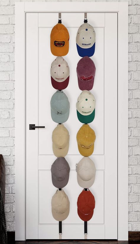 PRICES MAY VARY. 🧢Strong Hooks Hold up to 36 Caps: Our hat rack comes with 2 straps and 12 hooks, allowing you to conveniently store up to 36 baseball caps. Ideal for passionate hat collectors, it provides a neat and organized solution ✅Upgraded Adjustment Hooks: The distance between our hooks is carefully designed to accommodate the standard length of baseball caps, ensuring that the front logo is visible and the shape remains intact. Additionally, our hooks are adjustable and long-lasting, ca Baseball Caps Storage, Cap Rack, Hat Organizer, Cap Organizer, Wall Hats, Cap Display, Dorm Organization, Hanging Hats, Hat Organization