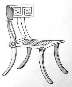 Ancient Roman Furniture, Greek Furniture, Roman House, Klismos Chair, Interior Design History, Historical Interior, Greek Decor, Furniture Sketch, Architecture Sketchbook