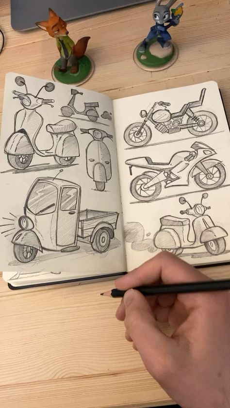 Vehicals Drawing, Drawing Sketch Book Ideas, Color Sketches Drawing, Dessin Doodle Art, Sketch Book Drawings Doodles, Good Drawing Ideas Sketches, Journal Drawings Doodles, Cool Sketch Book, Book Art Drawing Sketchbook Pages