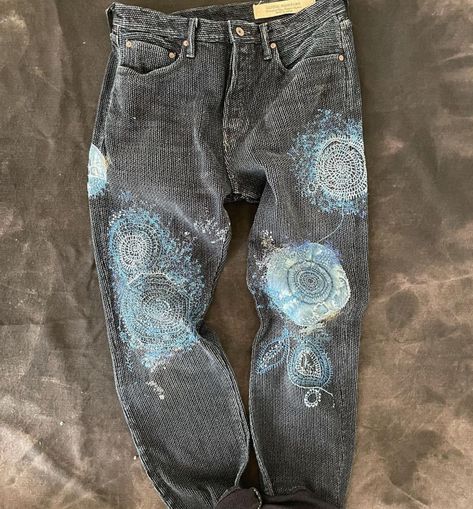 century denim no 123 by kapital global, jp Kapital Denim, Crazy Pants, Outfits Fo, Denim Repair, Denim Art, Art Decor Diy, Upcycle Jeans, Patchwork Jeans, Jeans Diy