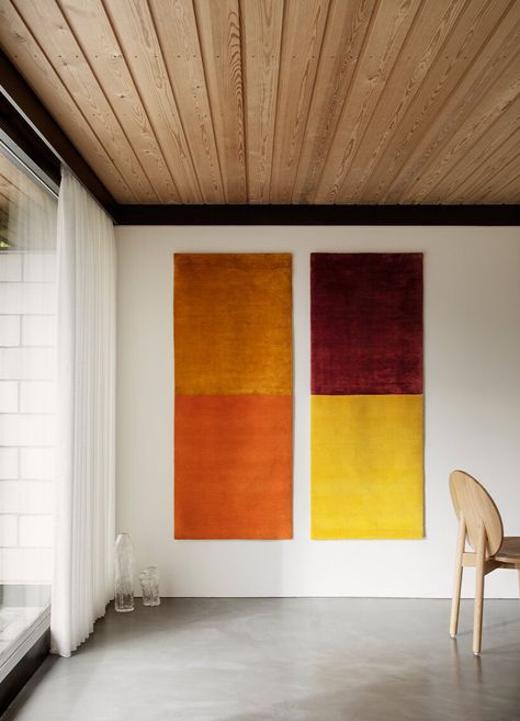 Nordic Color, Timber Architecture, Handwoven Tapestry, Modern Tapestries, Light Images, Public Spaces, Wall Tapestries, Danish Design, Luxury Interior