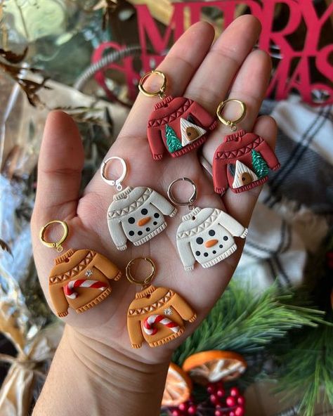 Christmas Polymer Clay Bracelet, Christmas Sweater Clay Earrings, Christmas Sweater Earrings, Clay Sweater Earrings, Christmas Sweater Polymer Clay Earrings, Xmas Polymer Clay, Polymer Clay Sweater Earrings, Polymer Clay Jewelry Christmas, Christmas Fimo Ideas