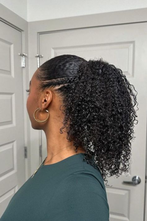 Sleek Curly Ponytail Sleek Ponytail Natural Hair, Ponytail Hairstyles Curly Hair, Natural Hair Ponytail Styles, Women Pixie Haircut, Curly Hair Pictures, Natural Hair Ponytail, Japanese Short Hair, Curly Hair Ponytail, Slicked Back Ponytail