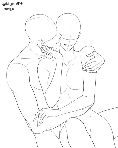 Couple Referance Pose, Love Art Reference Drawing, 2 Person Anime Poses, Drawing Body Base Couple, Big Hands Reference, Man And Woman Pose Reference Drawing, Person With Arm Around Someone Reference, Anime Poses Reference Full Body Couple, Couple Figure Drawing