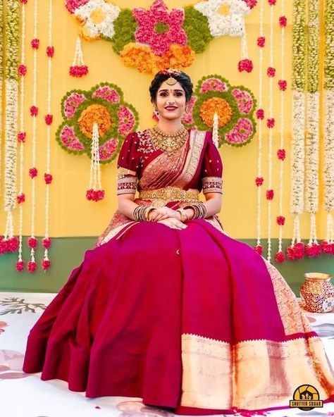 Best Indian Wedding Dresses, Lehenga Style Saree, Half Saree Function, Wedding Decor Photos, Wedding Blouse Designs, Half Saree Designs, Indian Fashion Saree, Saree Designs Party Wear, Bridal Silk Saree