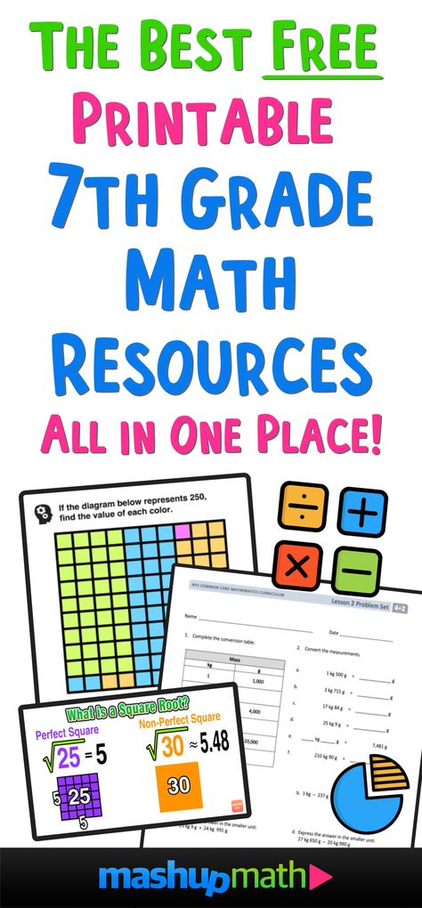 The Best Free 7th Grade Math Resources: Complete List! — Mashup Math Grade 8 Math Worksheets, Summer School Homeschool, 7th Grade Math Problems, Grade 8 Math, Junior High Math, 7th Grade Math Worksheets, Seventh Grade Math, Math Websites, Teaching Geometry