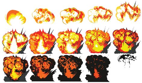 ArtStation - Sprite Sheet Explosion Animation, Dominic Garcia Explosion Art Reference, Explosion Drawing Tutorial, How To Draw Explosions, Drawing Explosions Manga, Animated Explosion, Explosion Drawing, Explosion Fx 2d, Cut Out Animation, Tsukiuta The Animation