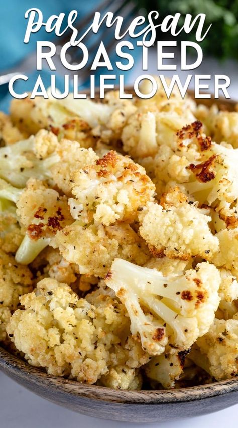 Learn how to roast cauliflower with parmesan! This is an easy side dish! Roasting vegetables makes them taste so good and adding parmesan to cauliflower takes it to another level. Roasted Parmesan Cauliflower, How To Roast Cauliflower, Egg Salad Pasta, Baked Cauliflower Recipe, Easy Roasted Cauliflower, Cauliflower Side Dish, Roasted Cauliflower Recipe, Roast Cauliflower, Parmesan Roasted Cauliflower