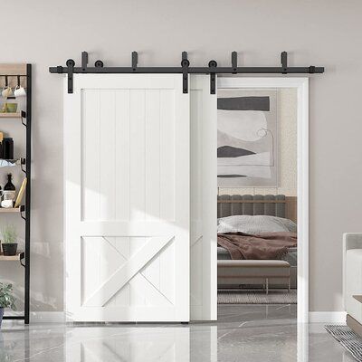 Double Door Barn Door, Bypass Barn Door Hardware, Barn Door Installation, Bypass Barn Door, White Barn Door, Double Barn Doors, Sliding Barn Door Hardware, Up House, White Barn