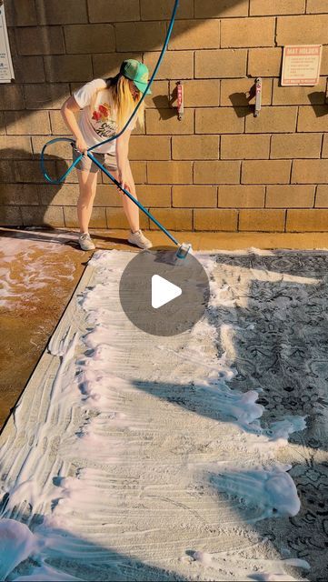 How To Wash A Rug At Home, Clean Rug With Pressure Washer, Concrete Floor Cleaner Indoor, Rug Cleaning Videos, Cleaning Cart, Trash Day, Cleaning Videos, Laundry Mat, Quirky Home