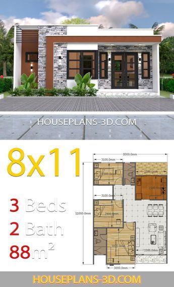 House Plans 3d, 3d House Plans, Affordable House Plans, Modern Bungalow House, Plans House, Simple House Design, House Plan Gallery, Home Design Floor Plans, House Construction Plan