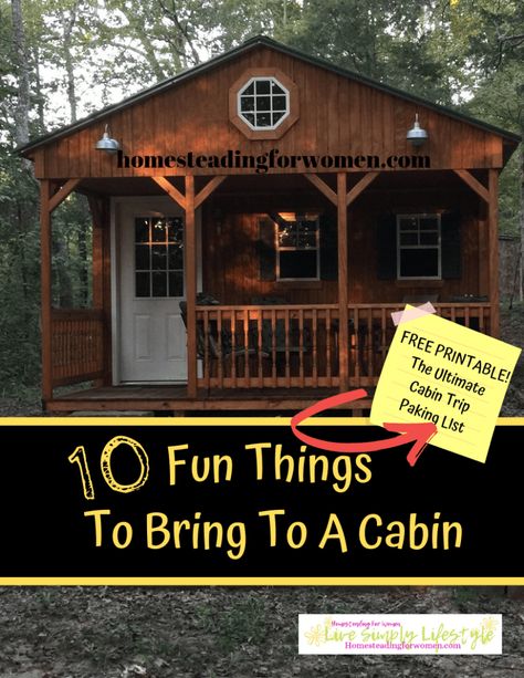 Going to camp in a cabin, but not sure what to bring? I found these 10 fun things to bring to a cabin & FREE PRINTABLE ultimate camping cabin packing list. Cabin Dinners, Cabin Trip Packing List, Cabin Packing List, Cabin Activities, What To Bring Camping, Camping Cabin, Cabin Trip, Camping Packing List, Trip Packing