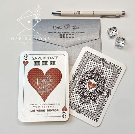 Playing Card Save The Date, Playing Card Wedding Invitation, Vegas Invitations, Poker Wedding, Playing Card Invitation, Vegas Wedding Ideas, Vegas Wedding Invitations, Retro Vegas, Wedding Vegas